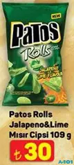 PATOS ROLLS JALAPENO&LİME MISIR CİPSİ 109 G